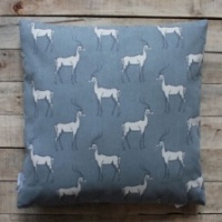 Antelope print, blue grey cushion by Biggie Best
